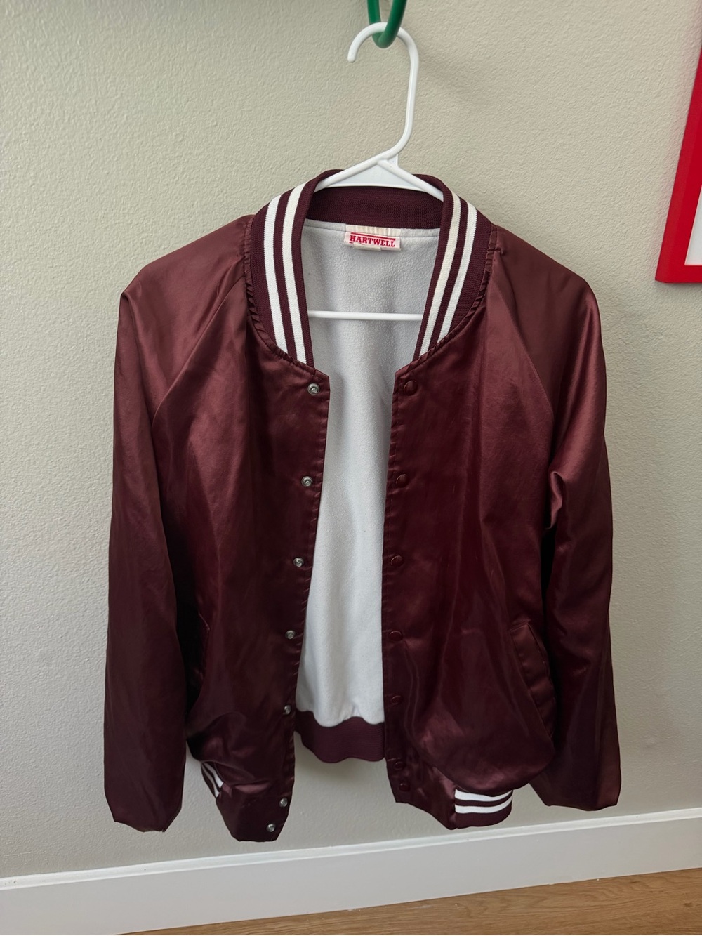 Hartwell Women's Maroon Satin Bomber Jacket